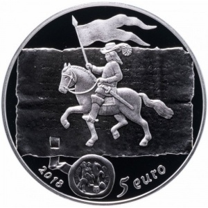Аверс монеты Латвия, 5 евро, 2018, Куршские короли