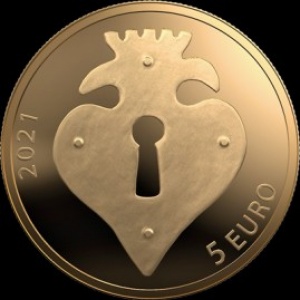 Реверс монеты Латвия, 5 евро, 2021, Ключ