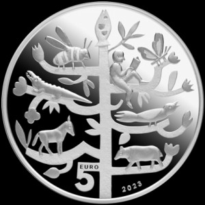 Реверс монеты Латвия, 5 евро, 2023, Звездная пыль - Имантс Зиедонис
