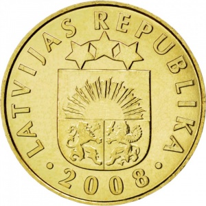 Аверс монеты Латвия, 10 сантимов, 1992-2008