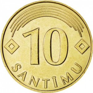 Реверс монеты Латвия, 10 сантимов, 1992-2008