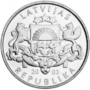 Аверс монеты Латвия, 1 лат, 2003, Муравей