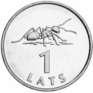 Реверс монеты Латвия, 1 лат, 2003, Муравей