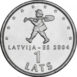 Реверс монеты Латвия, 1 лат, 2004, Мальчик с пальчик