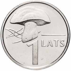 Реверс монеты Латвия, 1 лат, 2004, Гриб