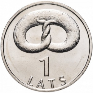 Реверс монеты Латвия, 1 лат, 2005, Крендель