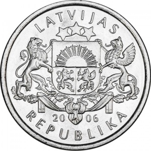 Аверс монеты Латвия, 1 лат, 2006, Шишка