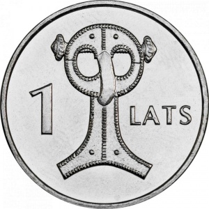 Реверс монеты Латвия, 1 лат, 2007, Стилизированая сова