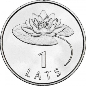 Реверс монеты Латвия, 1 лат, 2008, Лилия