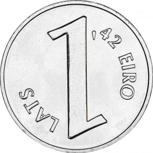 Реверс монеты Латвия, 1 лат, 2013, Паритет монет