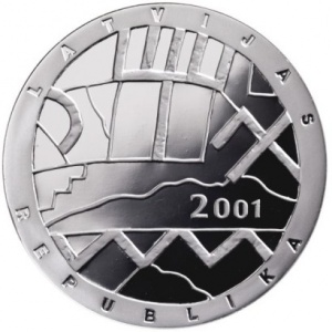 Аверс монеты Латвия, 1 лат, 2001, Латвия. Время и ценности - Небо