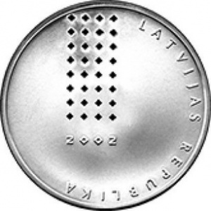 Аверс монеты Латвия, 1 лат, 2002, Национальная библиотека Латвии