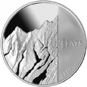 Аверс монеты Латвия, 1 лат, 2005, Латвия. Время и ценности - Райнис