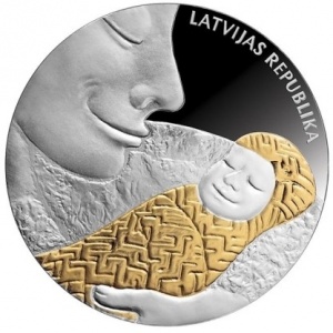 Аверс монеты Латвия, 1 лат, 2007, Монета жизни