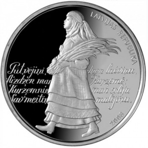 Аверс монеты Латвия, 1 лат, 2008, Песенный фестиваль