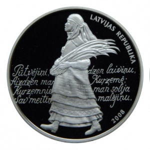 Аверс монеты Латвия, 1 лат, 2008, Песенный фестиваль