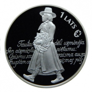 Реверс монеты Латвия, 1 лат, 2008, Песенный фестиваль