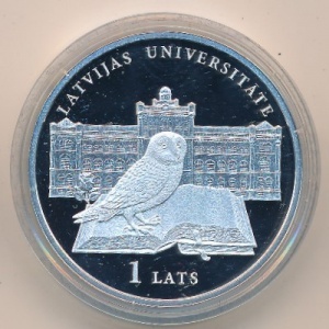 Реверс монеты Латвия, 1 лат, 2009, Латвийский университет