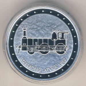 Реверс монеты Латвия, 1 лат, 2011, Железная дорога в Латвии