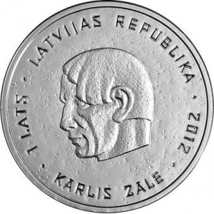 Аверс монеты Латвия, 1 лат, 2012, 70 лет со дня смерти Карла Зале