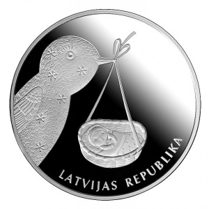 Аверс монеты Латвия, 1 лат, 2013, Колыбельная монета