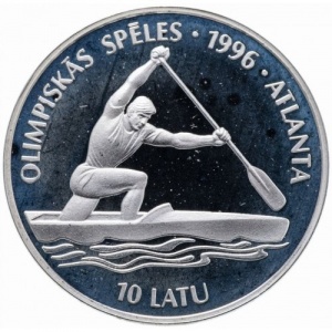 Реверс монеты Латвия, 10 латов, 1994, XXVI летние Олимпийские Игры, Атланта 1996