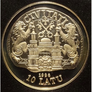 Аверс монеты Латвия, 10 латов, 1996, 800 лет Риге - XVI век