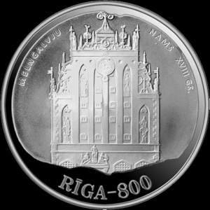 Реверс монеты Латвия, 10 латов, 1997, 800 лет Риге - XVIII век