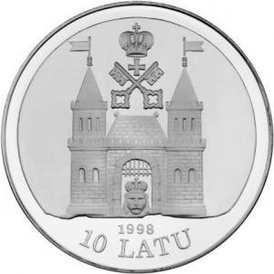 Аверс монеты Латвия, 10 латов, 1998, 800 лет Риге - XIX век
