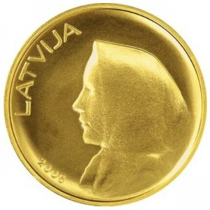 Аверс монеты Латвия, 20 латов, 2008, Латвийская монета