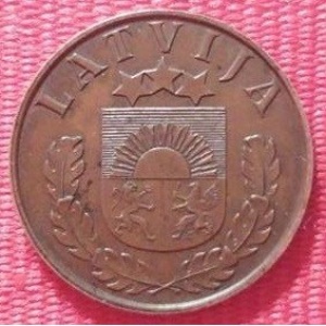 Аверс монеты Латвия, 2 сантима, 1937