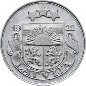 Аверс монеты Латвия, 10 сантимов, 1922