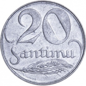 Реверс монеты Латвия, 20 сантимов, 1922