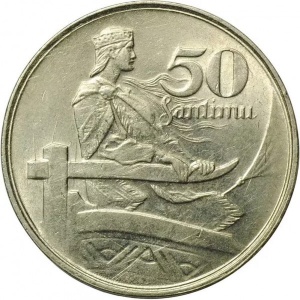Реверс монеты Латвия, 50 сантимов, 1922