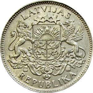 Аверс монеты Латвия, 1 лат, 1924