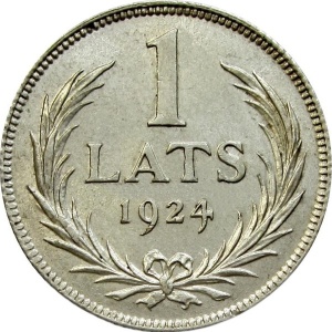 Реверс монеты Латвия, 1 лат, 1924