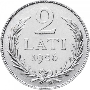 Реверс монеты Латвия, 2 лата, 1925-1926