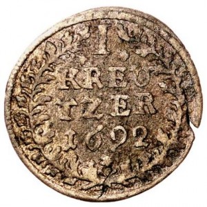 Реверс монеты Лёвенштейн-Вертгейм, 1 крейцер, 1692