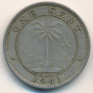 Реверс монеты Либерия, 1 цент, 1941