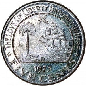 Реверс монеты Либерия, 5 центов, 1960-1984