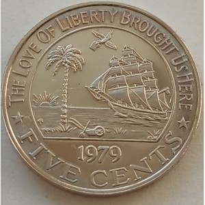 Реверс монеты Либерия, 5 центов, 1979