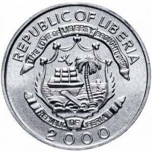 Аверс монеты Либерия, 5 центов, 2000