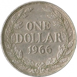 Реверс монеты Либерия, 1 доллар, 1966