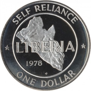 Реверс монеты Либерия, 1 доллар, 1976-1987