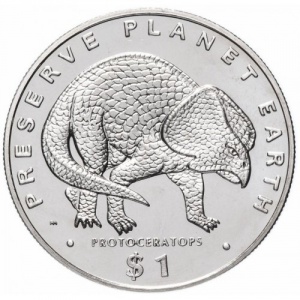 Реверс монеты Либерия, 1 доллар, 1993, Сохраним планету Земля - Протоцератопс