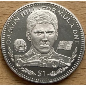 Реверс монеты Либерия, 1 доллар, 1994, Формула-1 - Дэймон Хилл