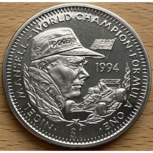Реверс монеты Либерия, 1 доллар, 1994, Найджел Мэнселл