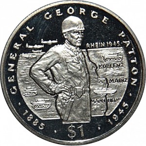 Реверс монеты Либерия, 1 доллар, 1995, Генерал Джордж Паттон