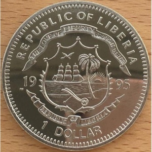 Аверс монеты Либерия, 1 доллар, 1995, Президент Франции Шарль де Голль
