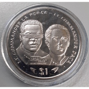 Реверс монеты Либерия, 1 доллар, 1996, Звездный путь - Коммандер Ла Форж и коммандер Дейта